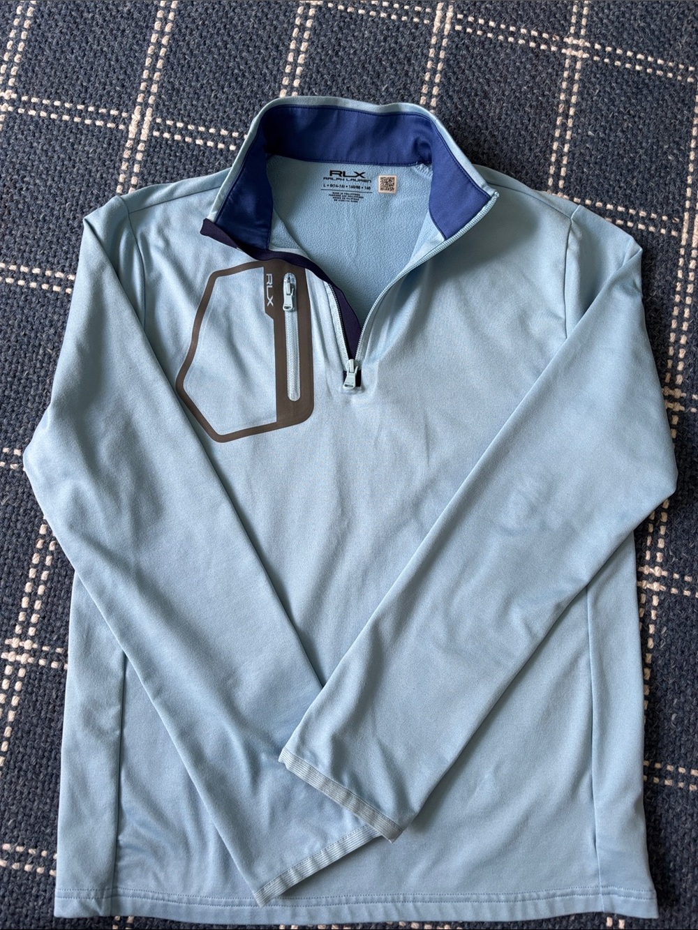 Boys Ralph Lauren Light Blue Golf Quarter-Zip Performance Pullover sz L